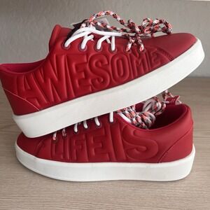 Desigual Red Logo Sneakers Women's 7.5 EU 38 "Life Is Awesome" NWT